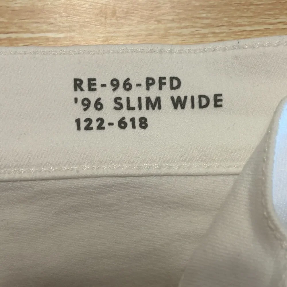 J. Crew '96 Slim Wide Jeans Retro Raw Hem White Preppy Beachy Coastal Size 28